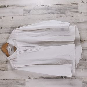 Per Se white Swiss dot tuxedo pleated long sleeve blouse Size 3X